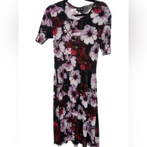 Vintage Floral Black and Purple Dress One Size Fits All